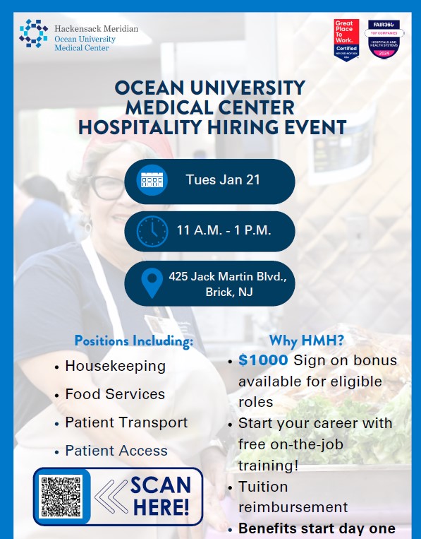 Ocean University Medical Center Hospitality Hiring Event