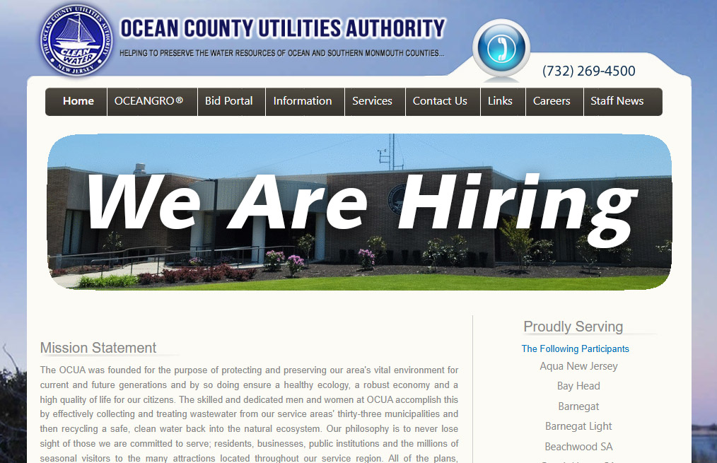 Ocean County Utilities Authority Job Posting: Mechanic Aide I-IV