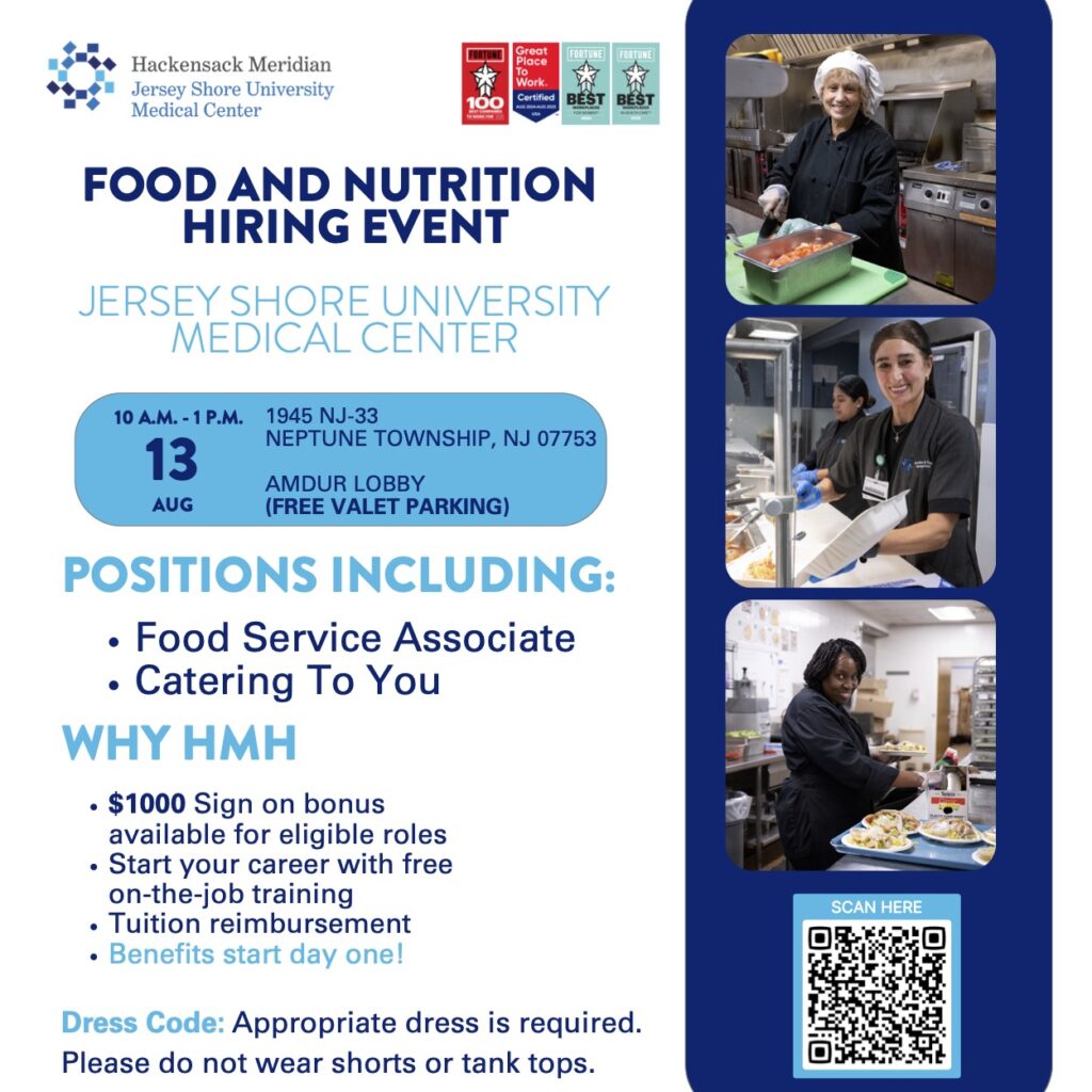 Food and Nutrition Hiring Event at Jersey Shore University Medical Center