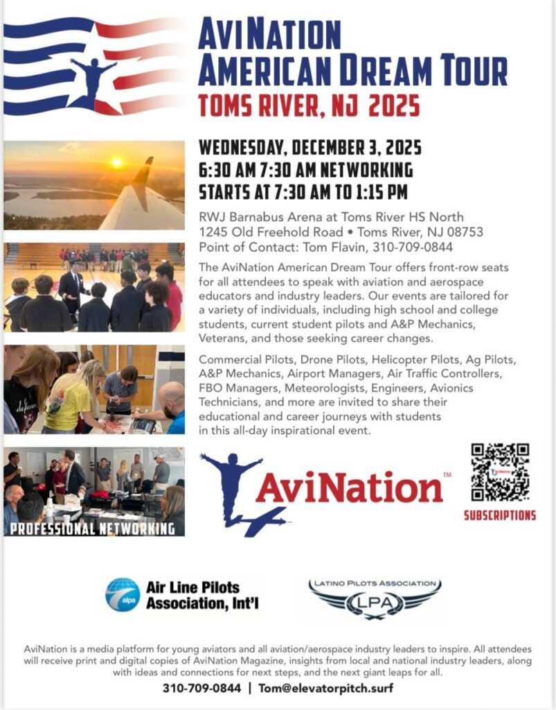 Flyer for the AviNation American Dream Tour coming to Toms River, NJ in 2025.