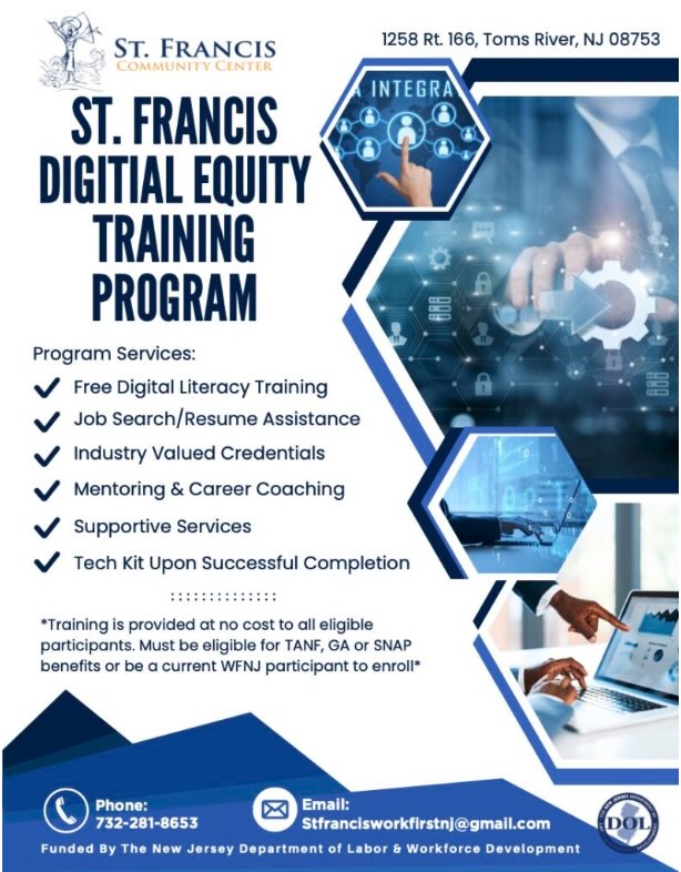 St. Francis Digital Equity Training Program in Toms River, New Jersey