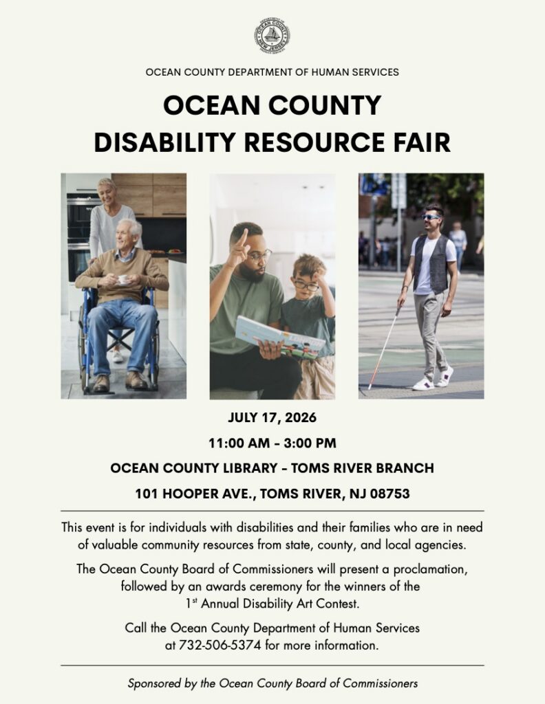 flyer for the Ocean County Disability Resource Fair Coming to Toms River on July 17