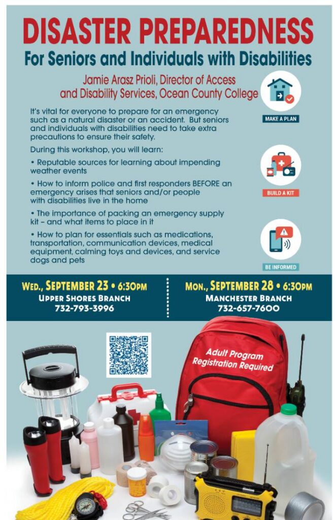 disaster workshop flyer about Disaster Preparedness Workshops Support Seniors and Individuals with Disabilities