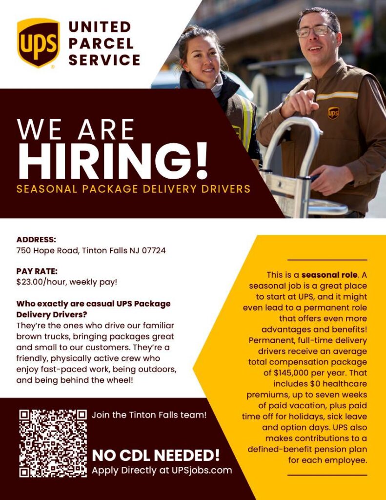 UPS noe hiring Tinton Falls New Jersey